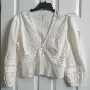 Derek Lam Cream Lace Detail Blouse